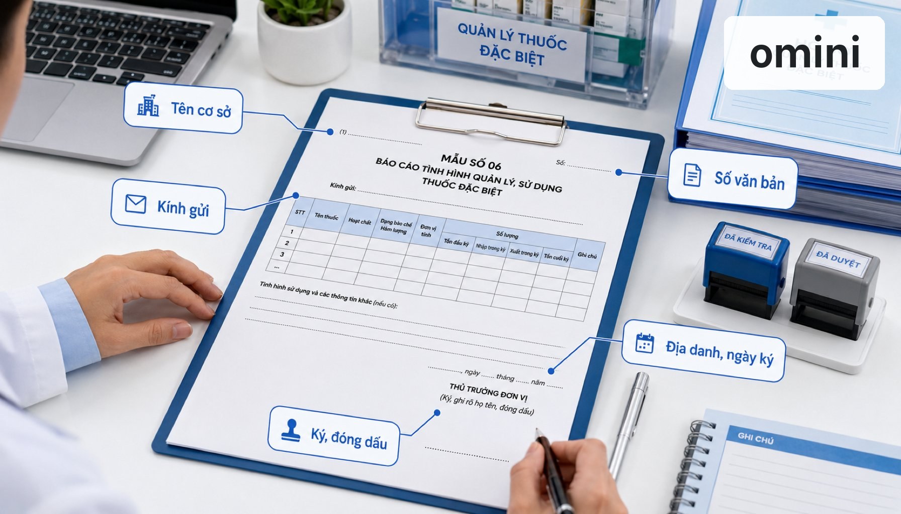 Minh họa Mẫu số 06 báo cáo thuốc kiểm soát đặc biệt