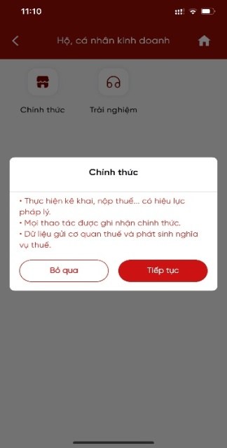 eTax Mobile Bước 2, màn hình xác nhận thông tin với nút Tiếp tục được khoanh đỏ