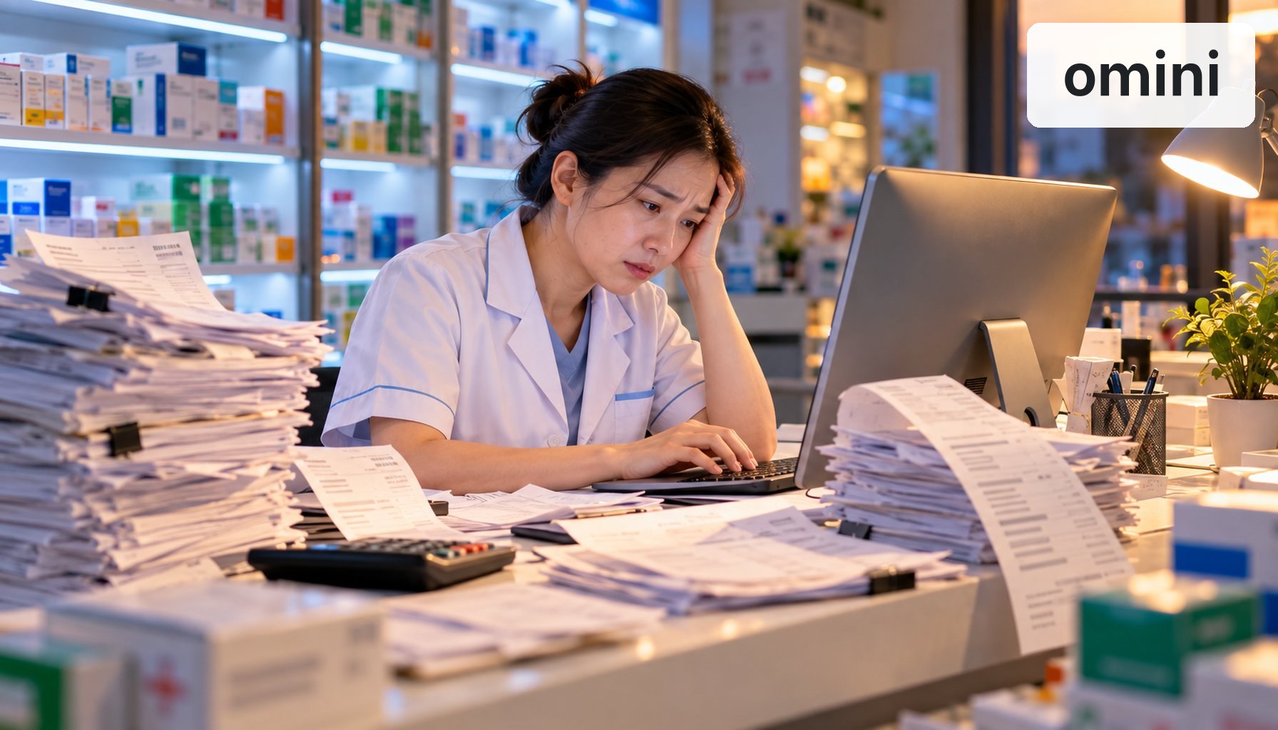 Chủ nhà thuốc mệt mỏi khi nhập tay từng dòng hóa đơn nhà cung cấp